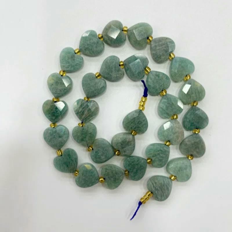 Lapislázuli labradorita natural, amatista, 12 mm, cuentas facetadas en forma de corazón, piedra brillante para hacer joyas, pulseras, collares, hilo de 16 amazonitas, 12 mm, 30 unidades