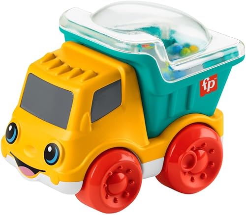 Fisher-Price Juguete para bebés Poppity Pop Dump Truck Vehículo de empuje con actividades motoras finas para bebés a partir de 6 meses