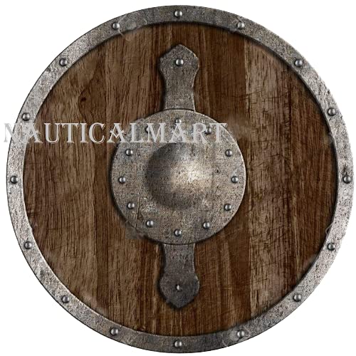 Nautical-Mart Old Viking Wooden Shield - SCA/LARP/Norse/Norway/Antique/Armor