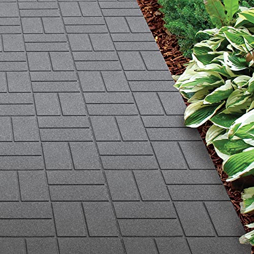 Rubberific Dual Sided Rubber Paver Tile - 16" X 16" X 3/4" (Gray, 8 Tiles) #TOP3