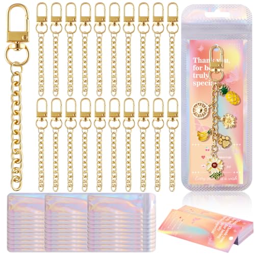Image of Wurosi 30 Pcs Metal Keychain Making Kit, Bag Charm Chains,Gold