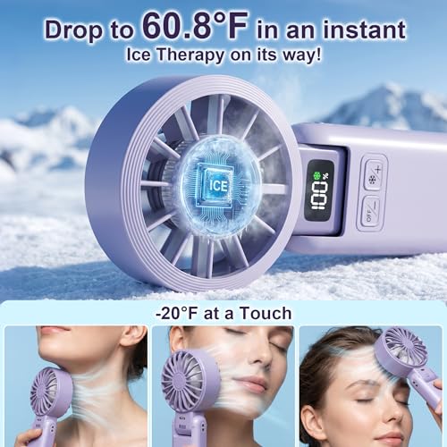 Husdensky Portable Fan Handheld with Ice Cooling Rechargeable 5 5m s Speed - image 2