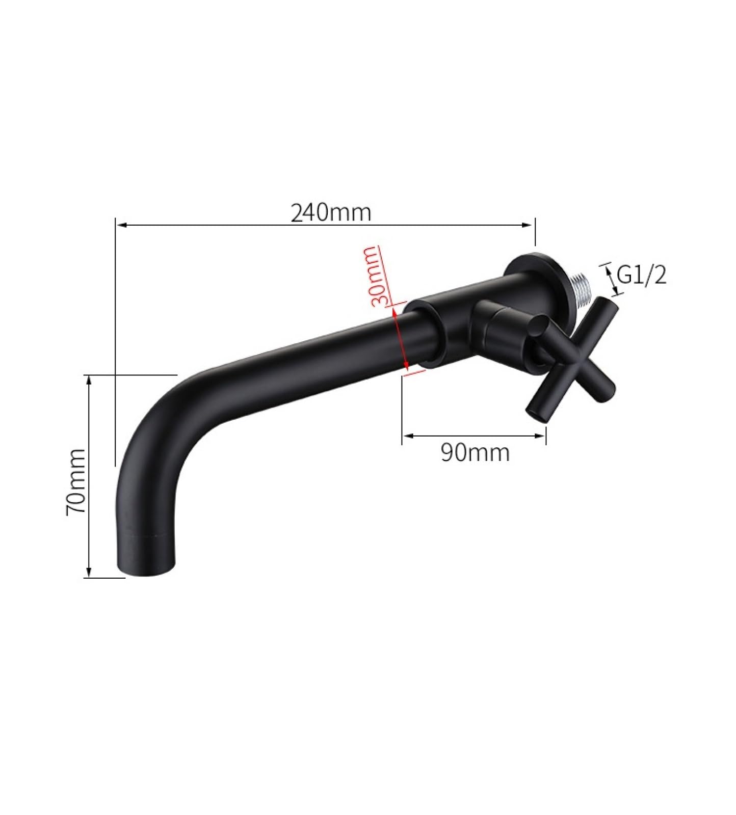 Grifo De Lavabo Pared Cocina Hogar A Prueba De Salpicaduras Presurizado Montado En La Pared Solo Grifo De Agua Fría Lavabo Lavabo Grifo De Hotel De Una Sola Junta Tapa Negra