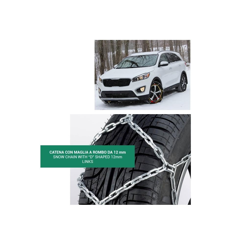 CATENE DA NEVE AUTO 195R14 CATENA DA 12MM PER SUV 4X4 COPPIA DI CATENE DA NEVE PER RUOTE GOMME PNEUMATICI DI AUTOMOBILI 2 PEZZI OMOLOGATE SU STRADA PER NEVE E GHIACCIO