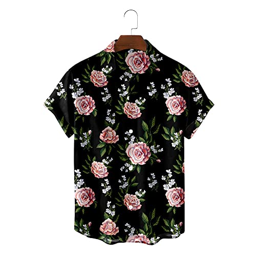 Chemise d'été séchage rapide boutonnée avec imprimé fleurs roses