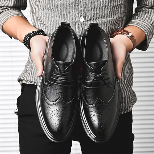 Men's Faux Patent Leather Tuxedo Dress Shoes, Lace Up Leather Round Toe Low-Top Lug Sole Non Slip Dress Shoes for Dating Prom Business Work2