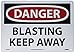 NMC D402AB OSHA Sign, Legend "DANGER - BLASTING KEEP AWAY", 14" Length x 10" Height, Aluminum, Red/Black on White