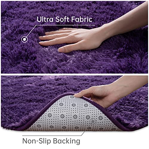 Toneed Fluffy Area Rug For Bedroom Living Room, 4 X 6 Feet Grape Purple Shaggy Rug Super Soft Modern Indoor Rug Fuzzy Plush Carpet For Dorm Nursery Kids Room Home Decorative #TOP4