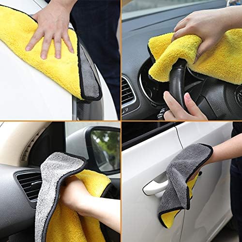 WORKPRO 3-Pack Microfibre Car Cleaning Cloths,800GSM Super Absorbent Microfiber Thick Plush Cloths for Car and Motorbike Paint Care, Cleaning, Buffing, Polishing, Drying 30 x 30 cm