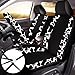 Frienda 13 Pcs Mixed Cow Print Car Seat Cover Full Set for Women Men Print Car Accessories Rubber Steering Wheel Armrest Pad Cover Seat Belt Pads Wrist Holder Keychain, White and Black