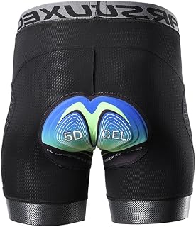 Cycling Shorts Mens Cycling Shorts Men's 5D Gel Pad Cycling Underwear Bicycle MTB Clothing Bike Shorts Shock Absorption Riding Downhill Mens Cycling Shorts (Color : Black line Blue pad, Size : S