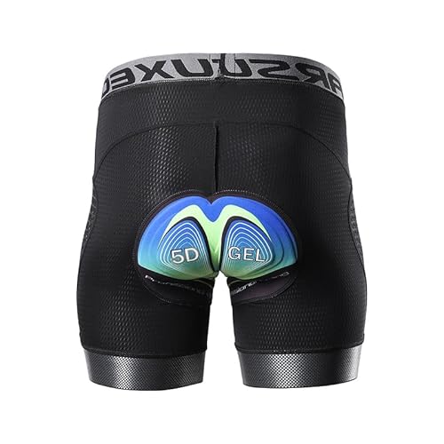 DUANSIYU Cycling Shorts Mens Cycling Shorts Men's 5D Gel Pad Cycling Underwear Bicycle MTB Clothing Bike Shorts Shock Absorption Riding Downhill Mens Cycling Shorts(Black line blue pad,XXL)