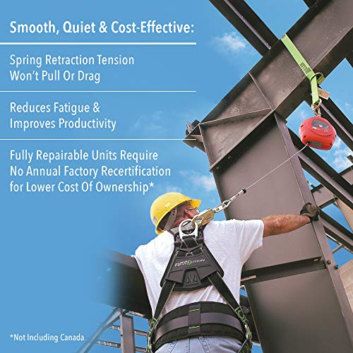 Image of Miller by Honeywell Falcon 50-Foot Galvanized Cable Self-Retracting Lifeline with Tagline and Carabiner, 310 lb. Capacity (MP50G-Z7 /50FT)