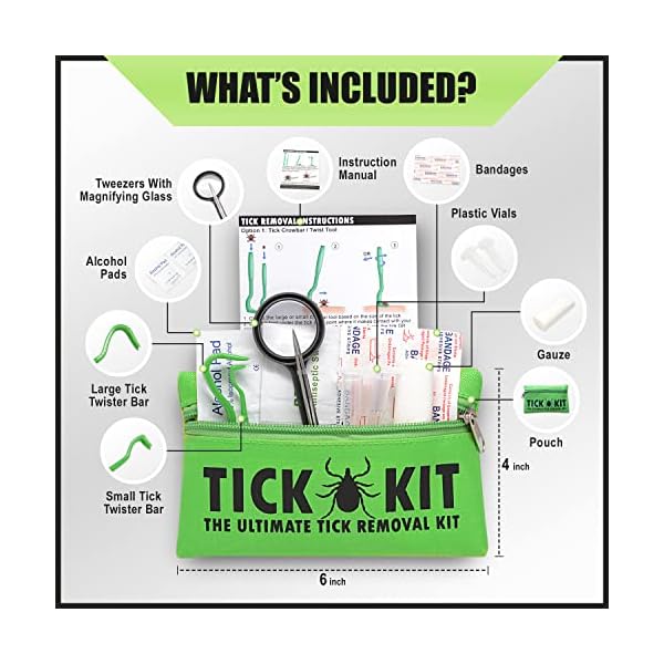 Tick Remover Tool Kit For Humans, Cats, Dogs and Pets, Lyme Prevention Plus 3 Tick Removal Tools, Small & Large Tick Twister Bar & Fine Point Tweezers with Magnifying Glass + First Aid Bandages & Cleaning Wipes – Canadian Owned Tick Remover Tool Kit For Humans, Cats, Dogs and Pets, Lyme Prevention Plus 3 Tick Removal Tools, Small & Large Tick Twister Bar & Fine Point Tweezers with Magnifying Glass + First Aid Bandages & Cleaning Wipes – Canadian Owned