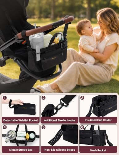 Momcozy 40 oz Cup Holder Stroller Organizer with Non-Slip Straps - 1