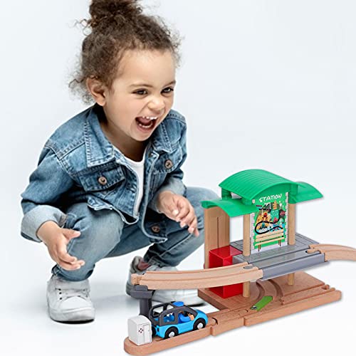 Holzeisenbahn, Gleiswechselstation, Spielzeugeisenbahn-Set, Kinder-Holzeisenbahn-Spielzeugzubehör, Kinder – Bild 2