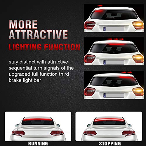 MIHAZ 5-Function Universal LED Third Brake Light - 40" 3rd Brake Light Bar Sequential Turn Signals, Brake, Running, Double Flash for Vehicle Jeep Pickup Truck VAN RV SUV Bus Cargo DC12V - Thumbnail 3