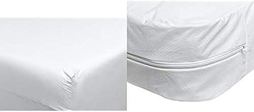 DMI Protector de colchón de plástico con cremallera, funda de colchón impermeable, tamaño matrimonial, protector de colchón de plástico blanco y con