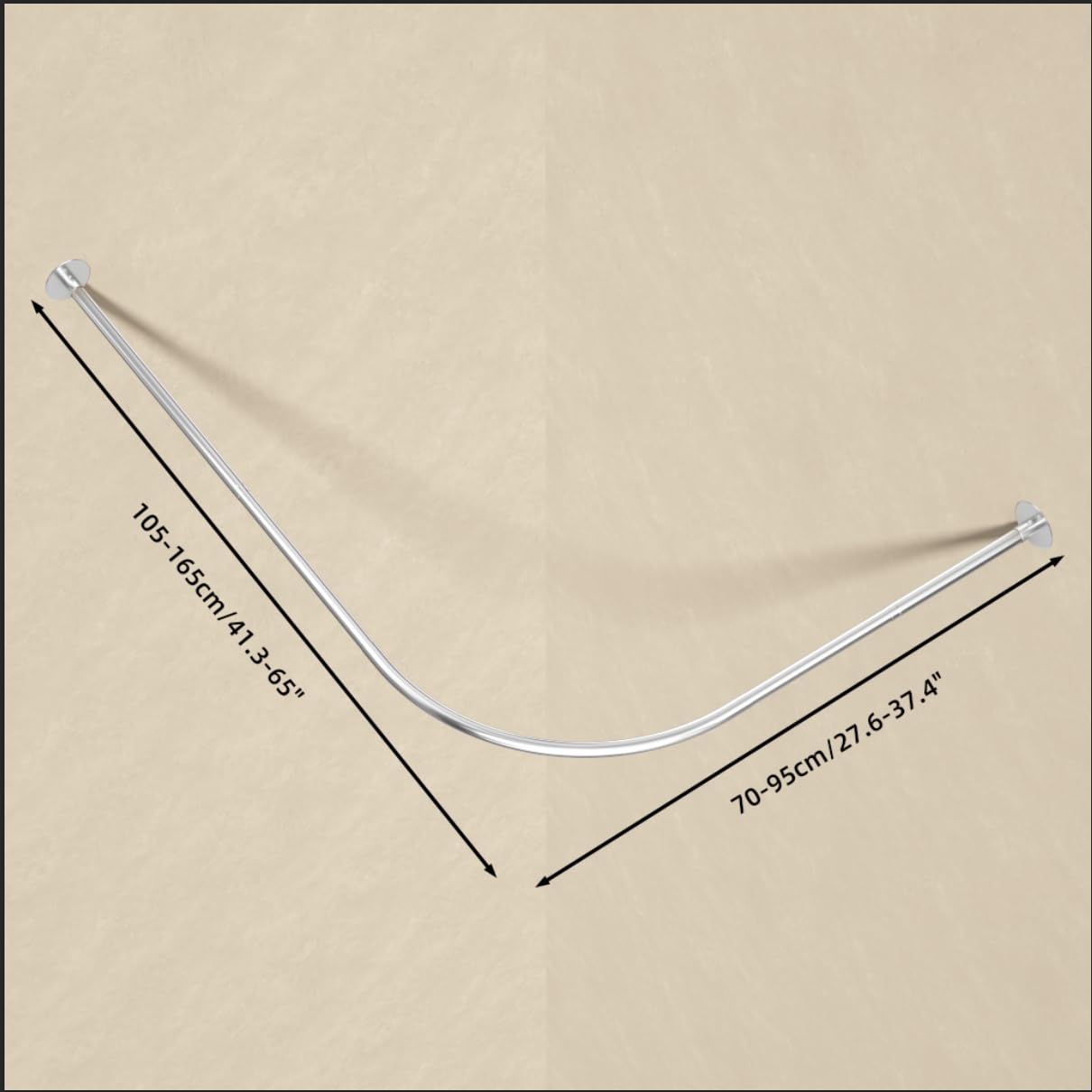 Barra CortínDucha Esquina Extensible, 70-95 x 105-165 cm, Sin Taladrar, Metal