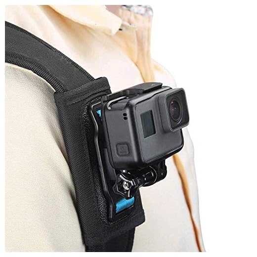 TELESIN Mochila Correa de Montaje Soporte Fijacion Arnes de Hombro con Ajustable Hombrera y J-hook para GoPro Hero 2018/7/6/5/4/3, Session, Xiaomi YI 4K/Lite, SJCAM, AKASO, Campark, APEMAN