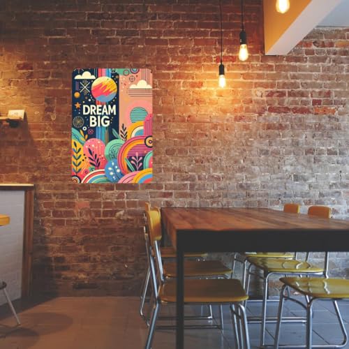 Image of Zesta Bathroom Decor Items Washroom Decor Tin Sign | Aesthetic Posters Wall Poster for Bedroom | Magnetic Cafe Decoration Items / Restaurant Decorations Items | Quirky Home Decor Bar Accent (Dream Big (2))