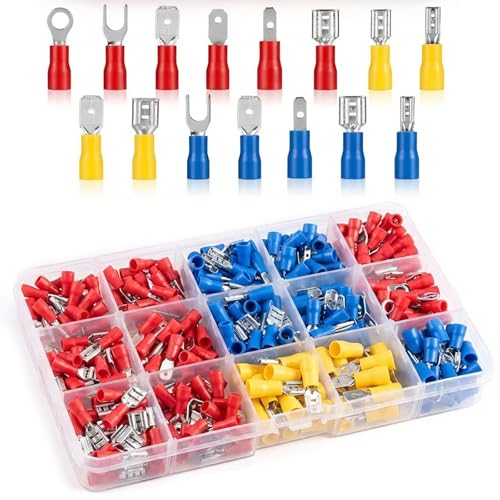 280 pezzi capicorda elettrici, connettori capicorda 0,5 – 6,0 mm² capicorda per auto, set di connettori piatti per cavi, connettori a compressione per elettricisti