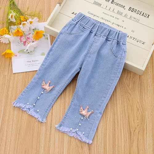 Girls Classic Bell Bottoms Jeans Bow Embroidered Stretchy Flare Leg Denim Pants for Kids Trendy Palazzo Trousers2