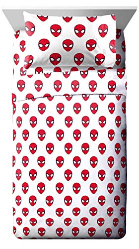 Image of Marvel Spiderman Twin Comforter Set 4 Piece Kids Bedding for Boys, Blue | Bed in a Bag, Comforter Sheets Pillowcase, Official Product, Soft Microfiber, Machine Washable, Easy Care, Boys Gift