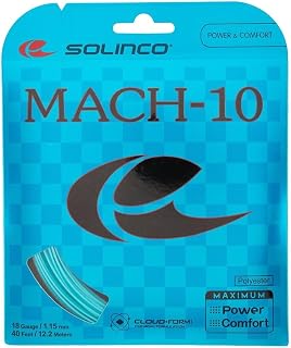 Solinco Mach 10 Tennis String, 16/16L/17/18 Gauge | Explosive Power & Precision Spin | Co-Poly | Enhanced Feel & Control,
