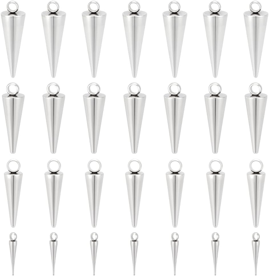 UNICRAFTALE Cone Charms Stainless Steel Spike Charms Punk Style Charm Spike Pendants Dangle Charm for DIY Necklace Earring Bracelet Jewelry Making