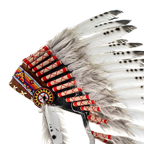Novum Crafts Feather Headdress | Native American Indian Inspired | Black/White #TOP2