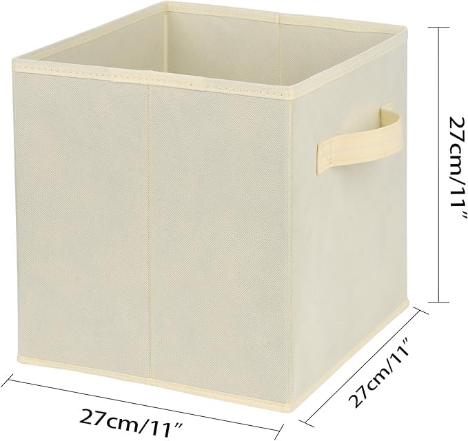 Image of RENVA 6 pcs Fabric Storage Cubes Foldable Storage Bins for Organizing Pantry, Cubbies, Toy Box - Clothes Storage & Closet Organizer (White, 6)