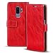 Produktbild Conie RW35466 Retro Wallet Kompatibel mit Samsung Galaxy S9, Klapphülle Tasche Vintage Leder Design für Galaxy S9 Etui mit Kartenfächer Vintage Rot