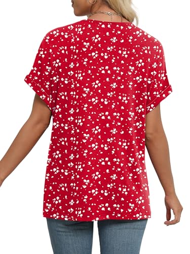 Image of WIHOLL Womens Summer Tops Short Dolman Sleeve Shirts 2026 Fashion V Neck Outfits Clothes