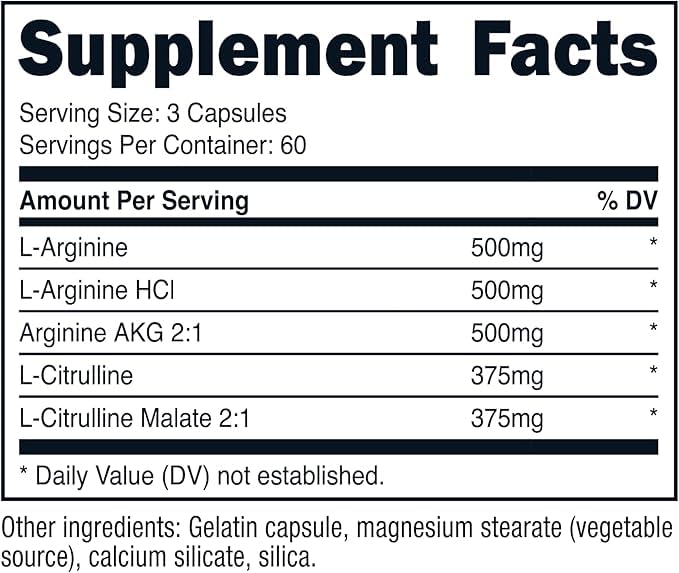 Primal Nitric Oxide Booster (2,250mg Per Serving) (180 Capsules) - 60 Servings - Image 6