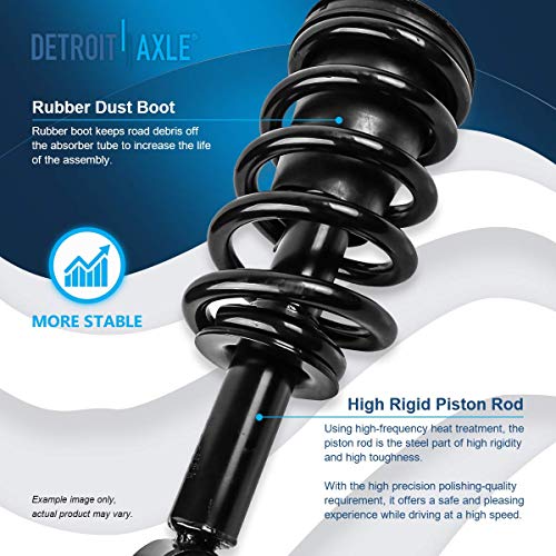 Image of Detroit Axle - Front Struts Kit for 2007-2013 Chevrolet Silverado 1500 GMC Sierra Suburban Yukon XL 1500 Tahoe Avalanche Escalade, 2 Struts w /Coil Spring Assembly 2 Lower Ball Joints 2 Sway Bars