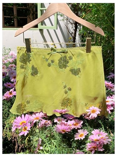 Milumia Women's Floral Sequin Mini Skirt Bow Knot Low Waist Summer Mesh Short Skirts4