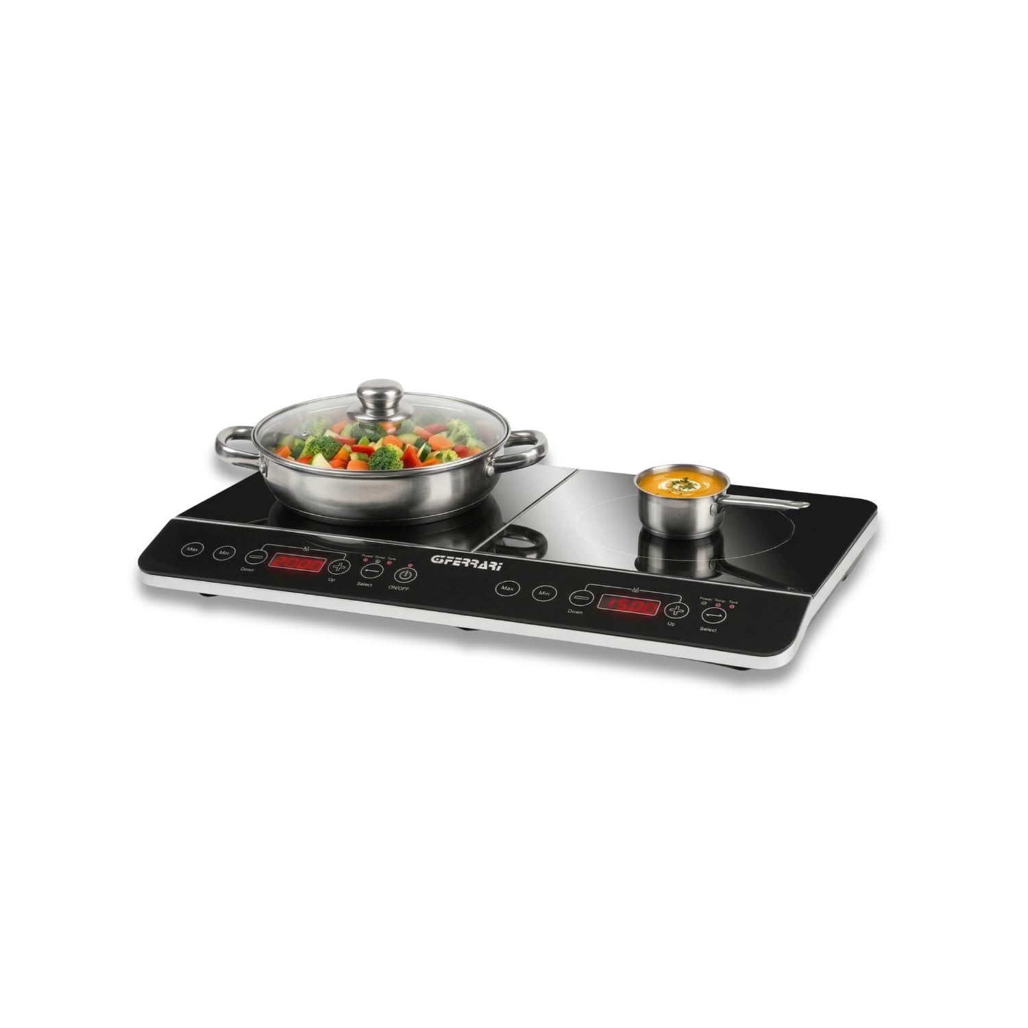 G3 Ferrari G10047 Placa de Inducción Doble Hi‑Tech Chef, Color Negro