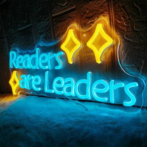 Image of LED Neon Sign Readers are Leaders Yellow Neon 16.5 inchx7.9 inch USB Power Dimmable Classroom Library Reading Corner Decoration Motivational Gift for Teacher Student Book Lovers