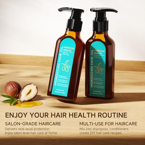 Outccogo Moroccan Argan Oil, Hair Oil for Frizzy Hair, Nourishing Smooths Moroccan Hair Oil for Frizz Control Curly Long Dry Damaged Curly Hair Treatment and Heat Protectant, 3.4 Fl Oz - Image 5