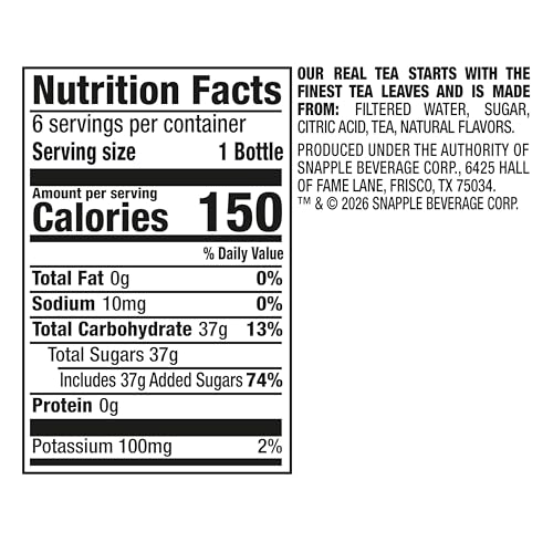 Image of Snapple Peach Tea, 16 fl oz recycled plastic bottle, 6 pack