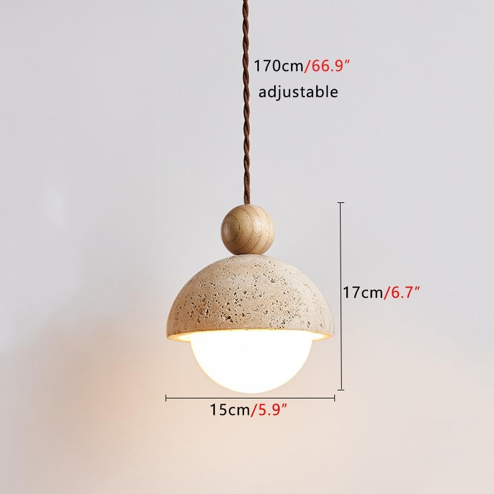Luce moderna di lusso Agriturismo Scolastico Paralume in pietra naturale Lampada a sospensione sferica for ristorante Mini lampada a Illuminazione a nordica for isola cucina a in legno massello