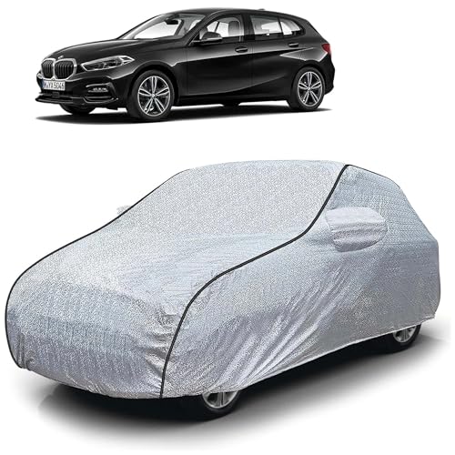 Image of Sulfar 100% Waterproof Car Body Cover Compatible with Mirror for BMW 1 Series (Triple Stitched, Full Bottom Elastic, Magic Silver with Black Piping)