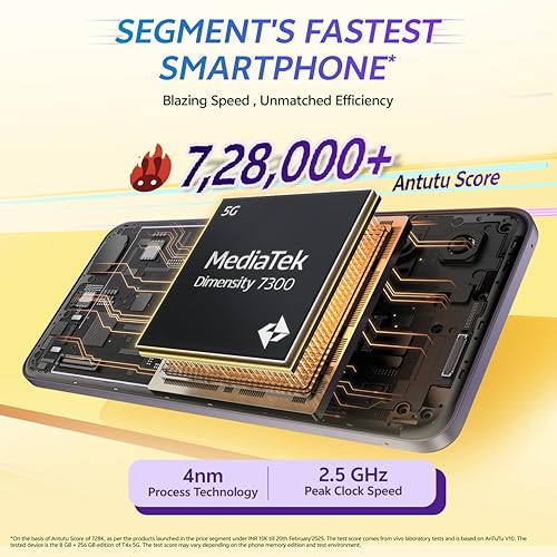 Image of vivo T4x 5G (Pronto Purple, 8GB RAM, 256GB Storage) | 6.72 inch FHD+ 120Hz LCD Display | Dimensity 7300 (4nm) Processor | 50MP+2MP Camera | 6500mAh, 44W FlashCharge | IP64 | Wi-Fi 6, BT 5.4 | IR Blaster