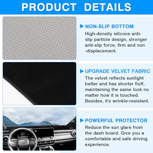 Image of Autorder Dashboard Cover Mat for 2022-2025 2026 Chevy Chevrolet Silverado /GMC Sierra 1500 2500HD 3500HD Accessories Dash Cover Upgrade Velvet Dash Mat Sunshade Glare UV Rays Protector (Without HUD)