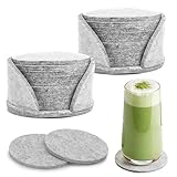 50 Set Filzuntersetzer Rund, Filz Untersetzer FüR GläSer,Glasuntersetzer Waschbar, mit 2 STK aufbewahrungsbox, Filz Untersetzer für Getränke für tassen Tisch bar gläser Becher 10cm (50, Grau, 10 cm)