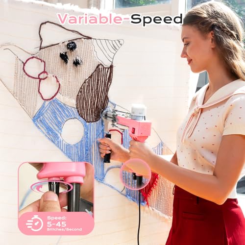 Image of BESGEER Rug Tufting Gun with Carpet Trimmer Kit - Rug Tuft with Tufting Shears, 2 in 1 Cut & Loop Pile Carpet Gun and Carving Clippers, Tufting Machine kit for Beginners(Baby Pink)