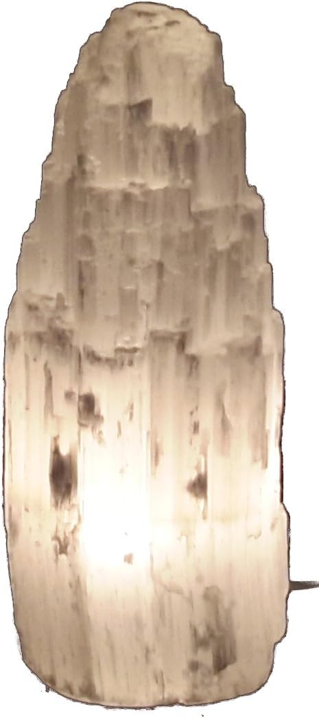 Selenite Crystal Tower Mountain Lamp - Natural Selenite Specimen Mineral Rough Decor - Night Light - Desk Lamp - Table Lamp 10"