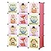 Produktbild BRIAN & DANY Erweiterbares Kinderregal Kinder Kleiderschrank Stufenregal Bücherregal mit Türen & 2 Aufhängern, Tiefere Fächer als Normal (45 cm vs. 35 cm) für Mehr Platz, 110 x 47 x 147 cm, Rosa