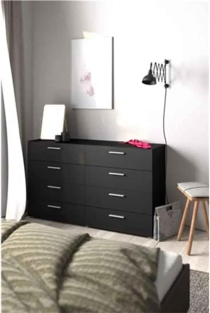 Drawer Dresser 15.85 Deep X 55.12 Wide X 32.17" High Matte Black